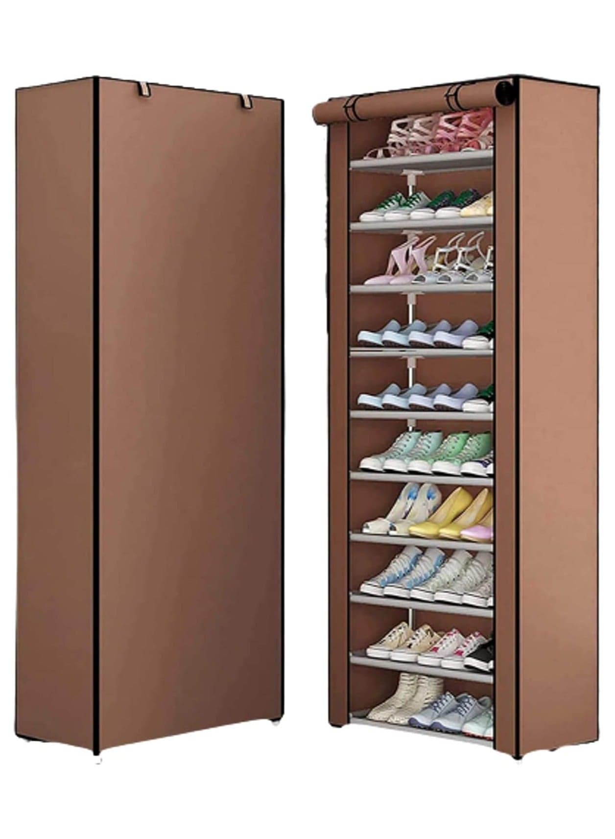 9-Layer Non-Woven Simple Shoe Rack, Simple Installation, Dust Cover