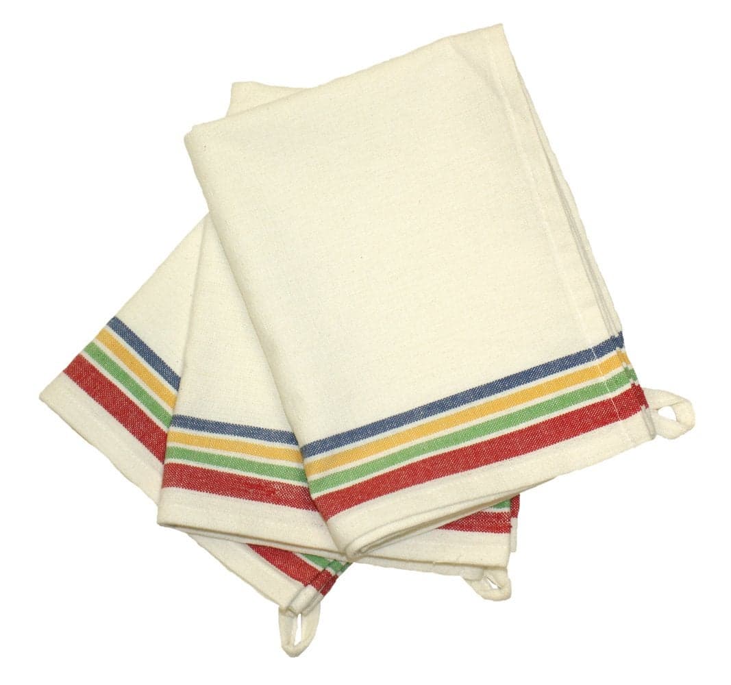 Aunt Marthas 18Inch by 28Inch Package of 3 Vintage Dish TowelsCotton Multi Striped MultiStripe