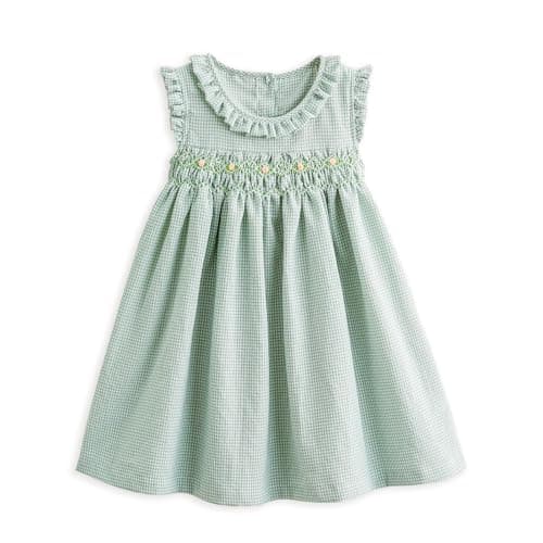 Simplee kids Baby Girls Smocked Dress Handmade Summer Casual Dresses Floral Print Sundress Princess Dress for Toddlers