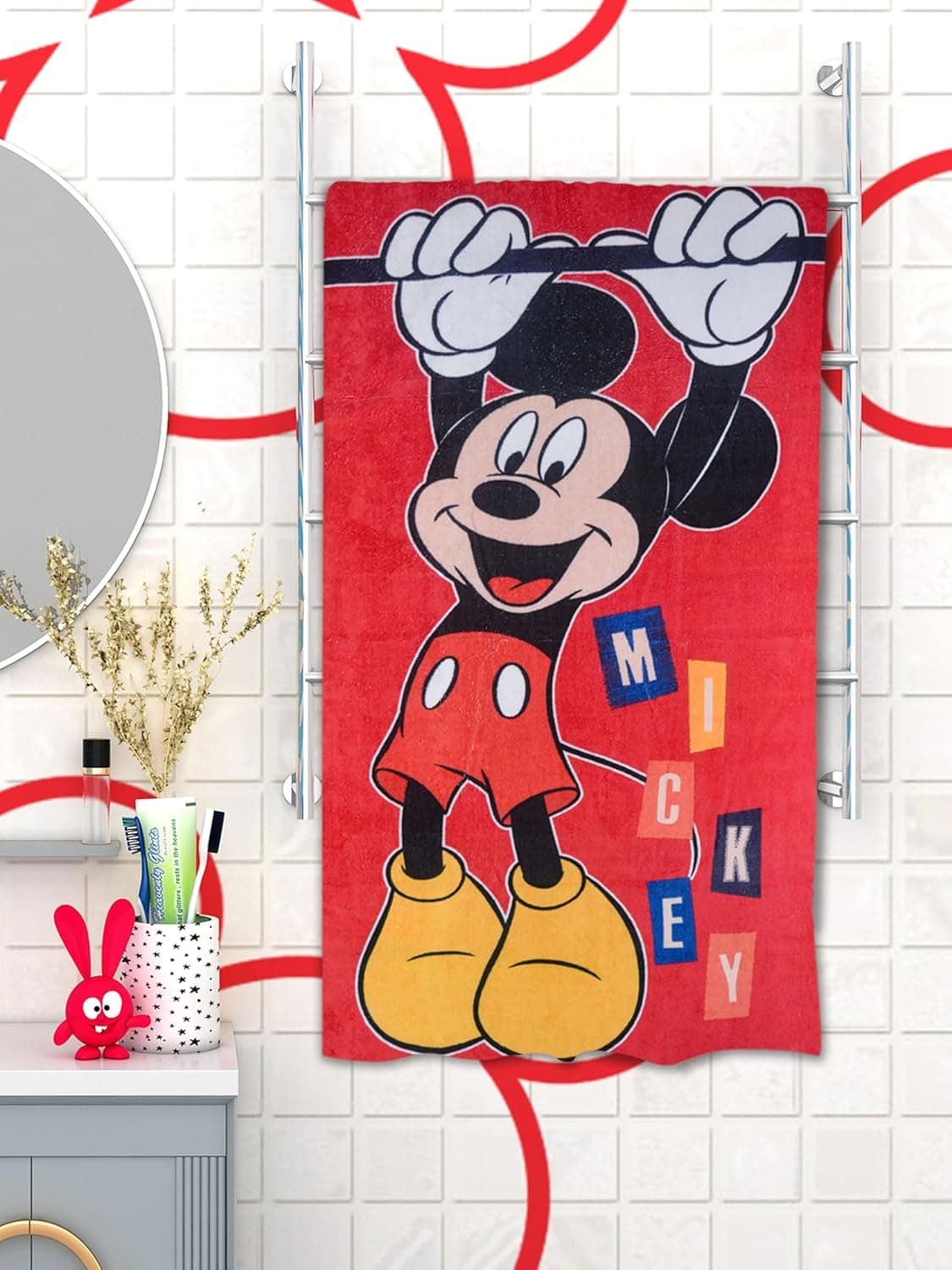 Athom Living 350 GSM Cotton Disney Mickey Mouse Bath Towel 60 X 120 Cm Blue