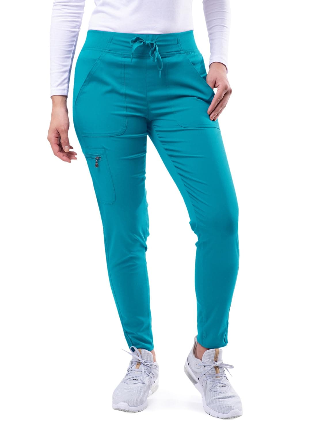 Adar Uniforms, Pro Scrubs for Women - Ultimate Yoga Jogger Scrub Pants - P7104 - Teal Blue - M