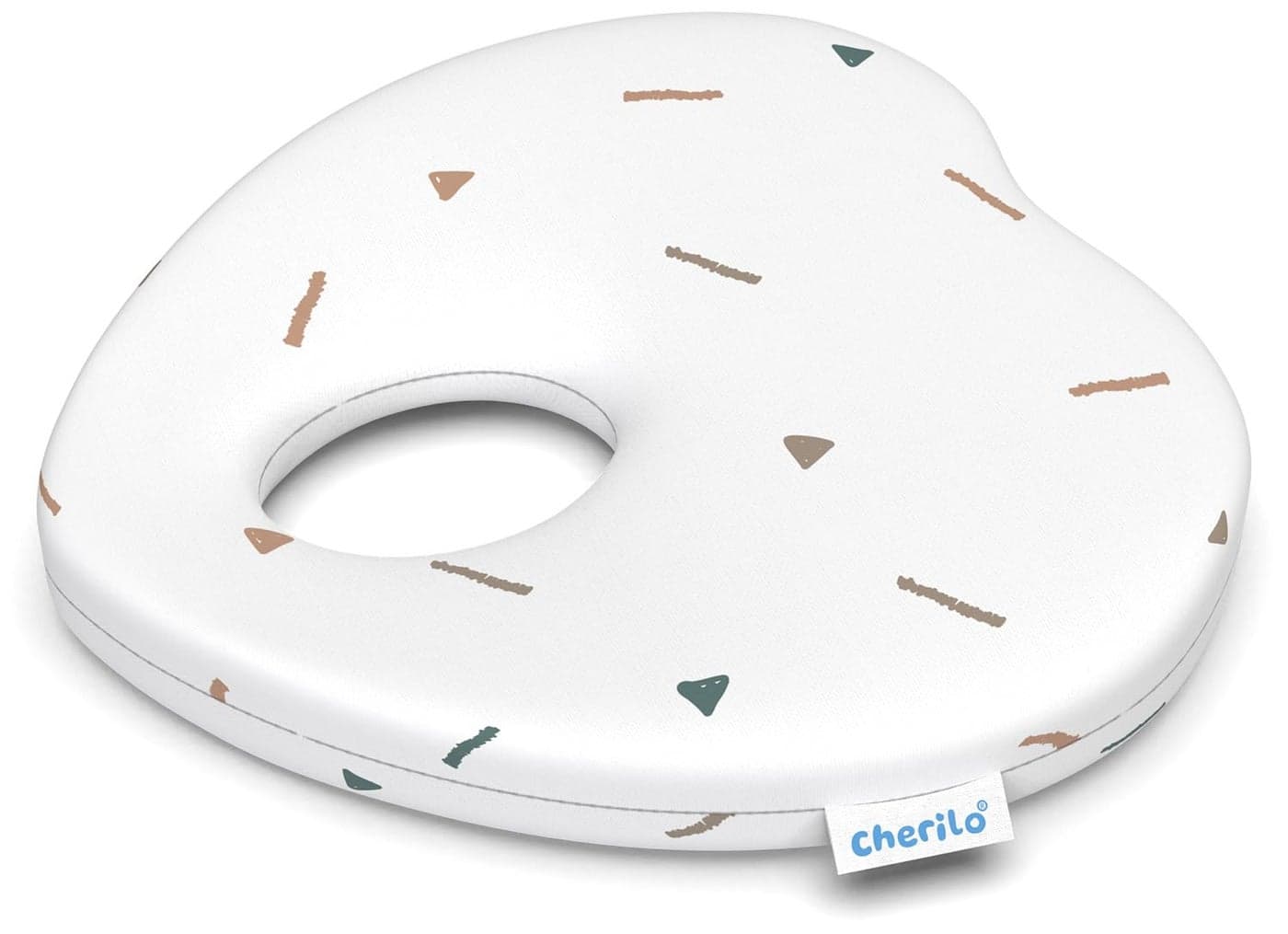Cherilo Memory Foam Head Shaper Baby Pillow for New Born 012 Months Baby Head Corrector Pillow to Prevent Flat Head Syndrome 23x23x4 Cm Cherry Shape Fancy Triangles White