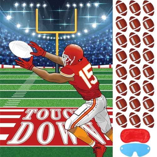 Abilat Pin The Football on The Goalpost Game Poster Large Size with 24 Football Stickers for Kids Boys Sports Theme Party Tailgate Classroom Family Game Day Decor Supplies
