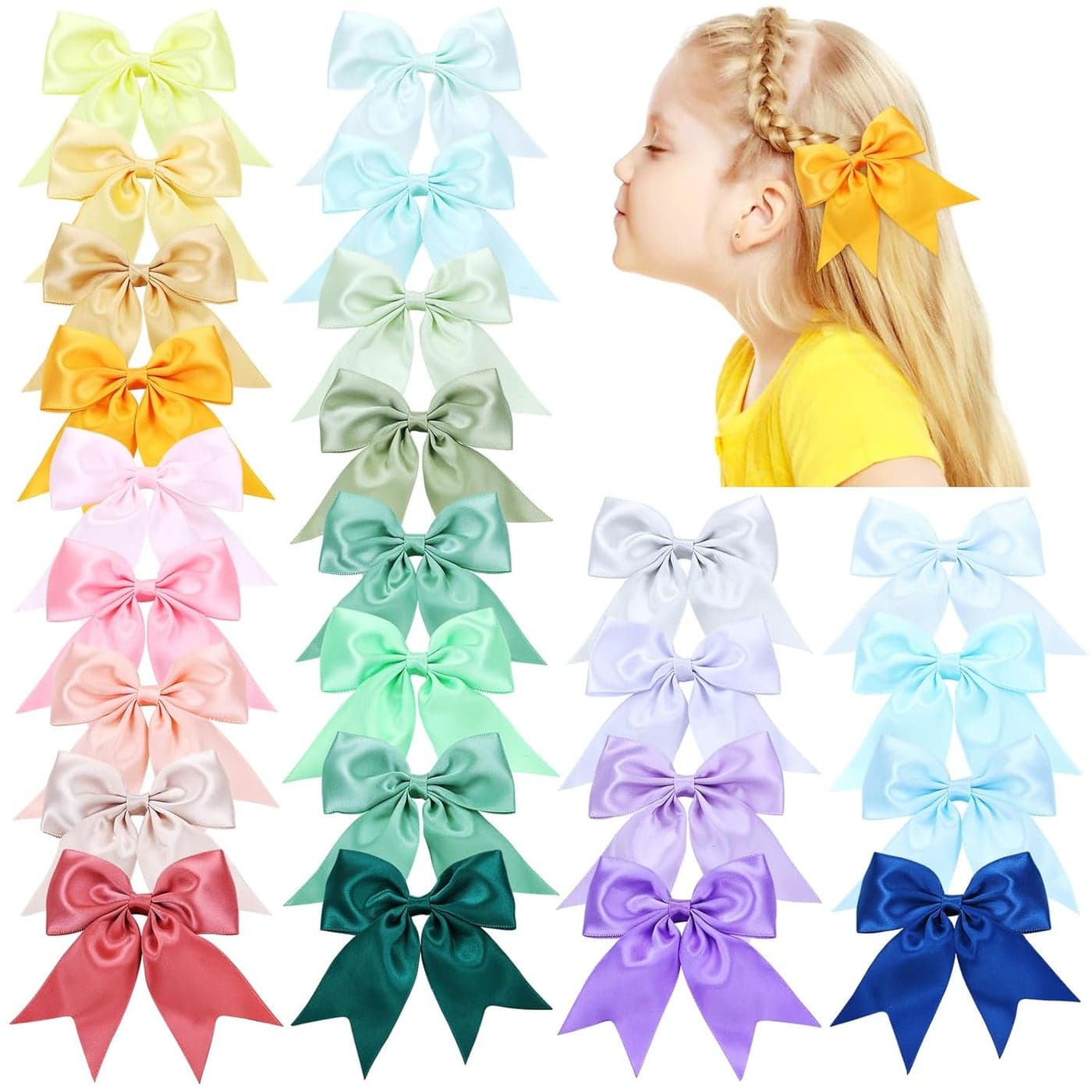 inSowni 25pcs Silky Ribbon Hair Bow Alligator Hair Clips Barrettes Hair Accessories for Baby Girls Toddlers Kids Teens