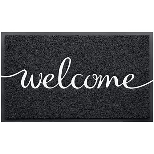 CozyBounty Black Door Mat Welcome Mats Outdoor Indoor Non-Slip Doormat for Entryway Low-Profile Floor Mat for Yard, Garage, High Traffic Areas (36"x24", Black)