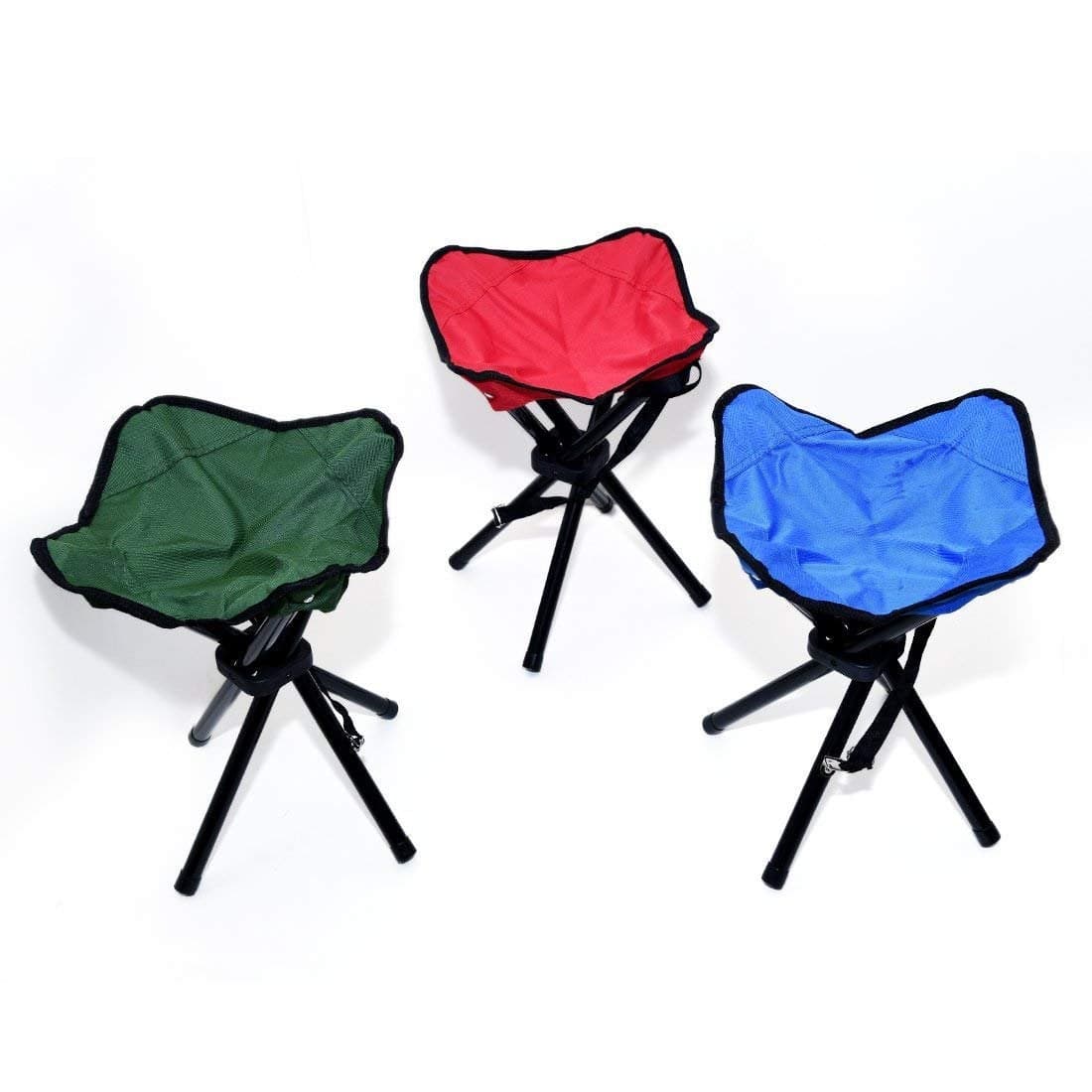 Apurk Camping Folding Stool Portable 4 Legs Chair Seat for Outdoor HikingFishingPicnicTravelBeachBBQ Garden Lawn with Strap Oxford Cloth Lightweight Multicolor Foldable Pack of 1