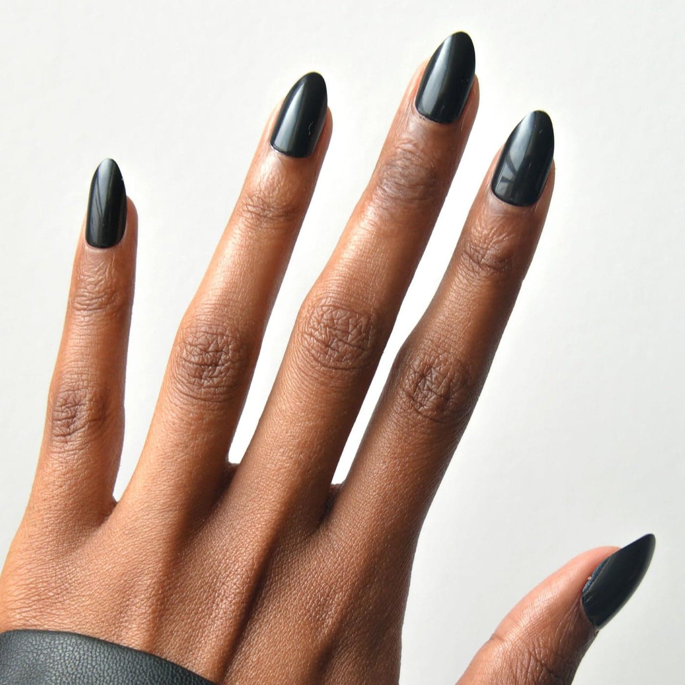 Glamnetic Press On Nails Boba Opaque Black Short Almond Nails Reusable 12 Sizes 24 Nail Kit
