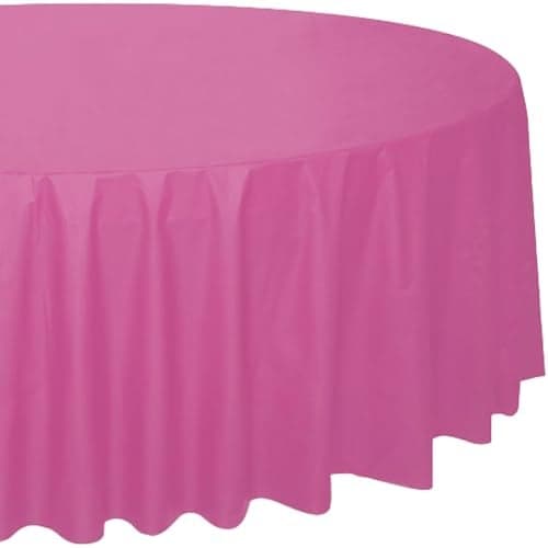 Hot Pink Solid Round Plastic Table Cover (84") 1 Count - Elegant Design & Premium Quality, Ideal For Parties, Events & Everyday Use
