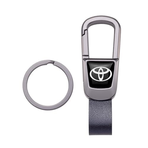 BFIVEANTE leather car keychain set for Toyota, Corolla, RAV4, Highlander men and women family present keychain key ring lanyard accessories (black)