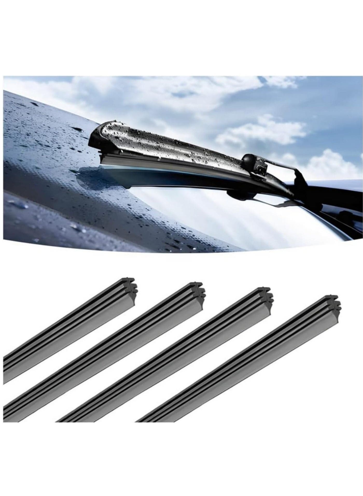 4PCS 32Inch Car Wiper Rubber Refill Blades Soft Windshield Wiper Insert Strips DIY Adjustable Boneless Wiper Replacement Universal Fit for Most Vehicles Can Be Cut to Size