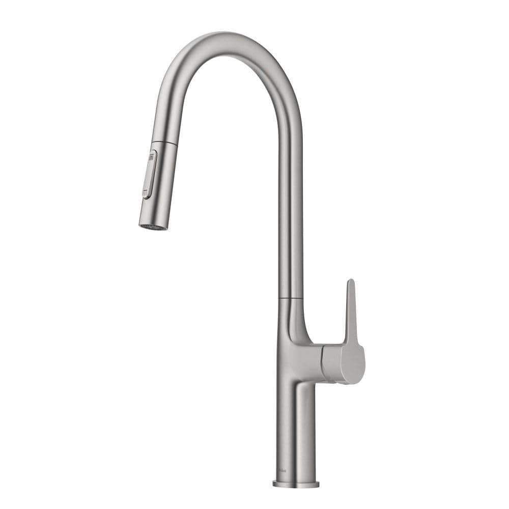 KRAUS Oletto Tall Modern PullDown Single Handle Kitchen Faucet in Spot Free Stainless Steel KPF3101SFS