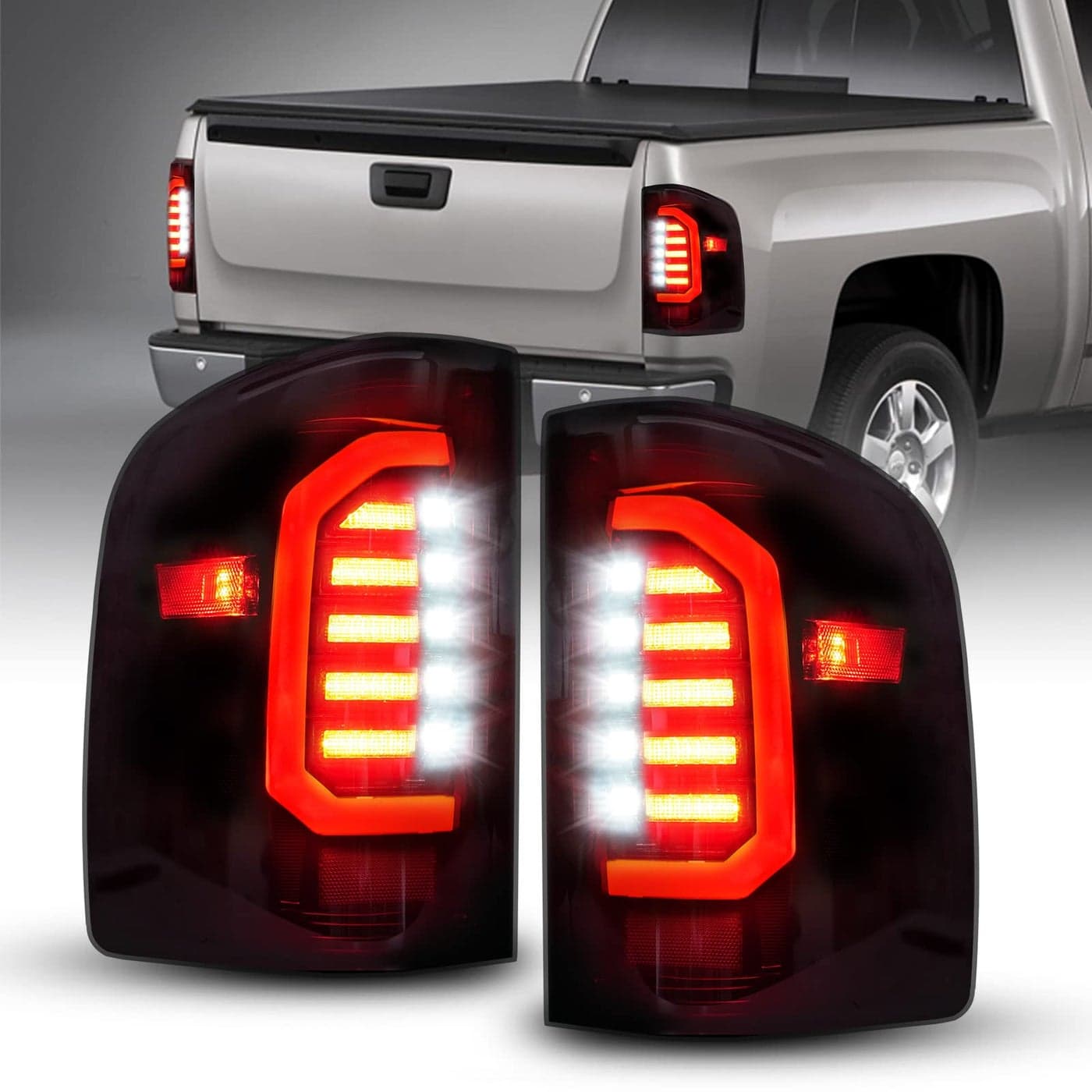 AUTOONE For 20072013 Chevy Silverado LED Tail Light Assembly Smoked LED Taillights Compatible with Chevy Silverado 1500 2500HD 3500HD GMC Sierra 3500 HD Driver Passenger Side