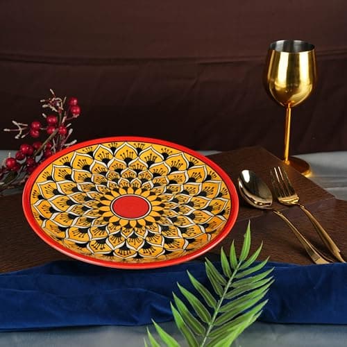 Caffeine Ceramic Handmade Stoneware Orange Morocco Quarter Plate 7”(Set of 1 Dishwasher & Microwave Safe)