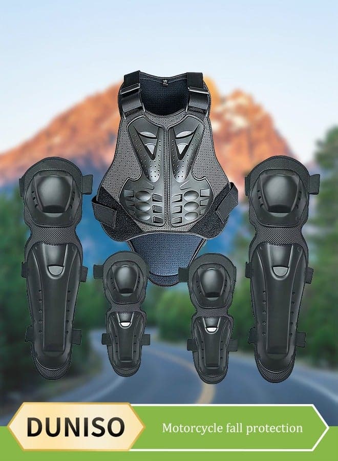 5 Pcs Motorcycle Protective Gear Kit for Motorcycle Knee Shin Guards Elbow Guard Pads,Universal Knee Brace and Elbow Guards Knee and Elbow Pads with Adjustable Protection Gear for Bicycle, MTB Bike, Motocross Racing, Rollerblading, Extreme Sports (XL)