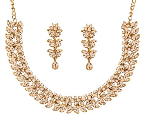 Touchstone Indian wedding jewelry set gold traditional necklaces for women statement rhinestone sets hollywood glamour style crystal stone bridal costume golden necklace