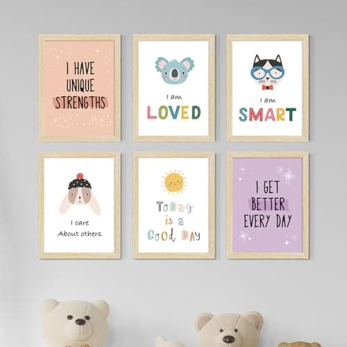 ArtX Paper Motivational Quotes Wall Paintings For Kids Room, Inspirational Kids Wall Frame, A4 Size, Multicolor, Synthetic Wood, Set Of 6
