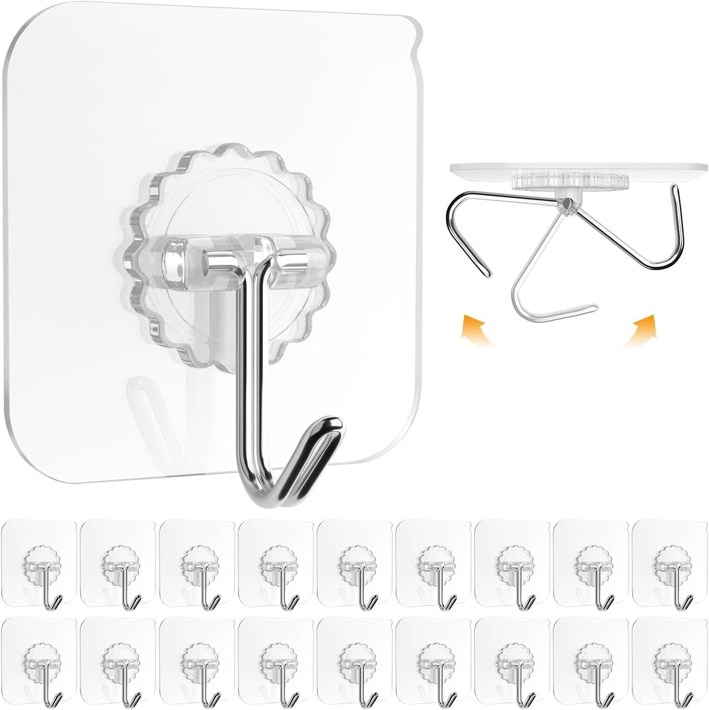RADIANT Wall Hooks for Hanging Strong, Self Adhesive Hooks for Wall Heavy Duty, Wall hangings, Kitchen Accessories Items. (Transparent Hook, Pack of 10)
