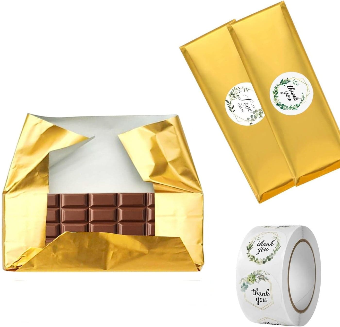100 Pack Chocolate Bar Wrappers with Thick Paper BackingCome with 100 Stickers6 X 75 Gold Foil Candy Wrappers Homemade Individual Wrapping SheetsDurableWrinkleFree Goldwith Stickers