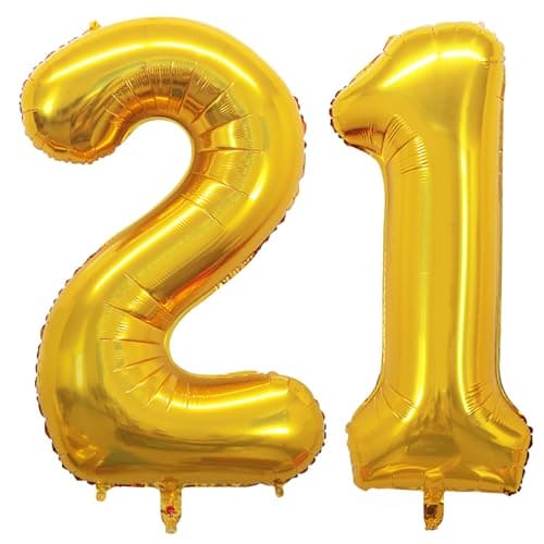 GOER Number 12 Balloons for 12th Birthday Sweet 12 Party Decorations42 Inch Jumbo Foil Helium 21 Balloons for 21st Birthday Party Decoration Gold