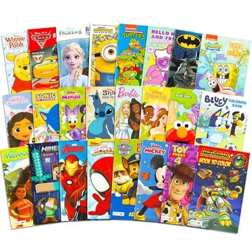 24 Pack Small Coloring Books for Kids Ages 48 24 Bulk Coloring Bundle Classroom Rewards Prizes PreK Kindergarten Party Favors with Disney Nick More Mini Activity Books for Boys Girls
