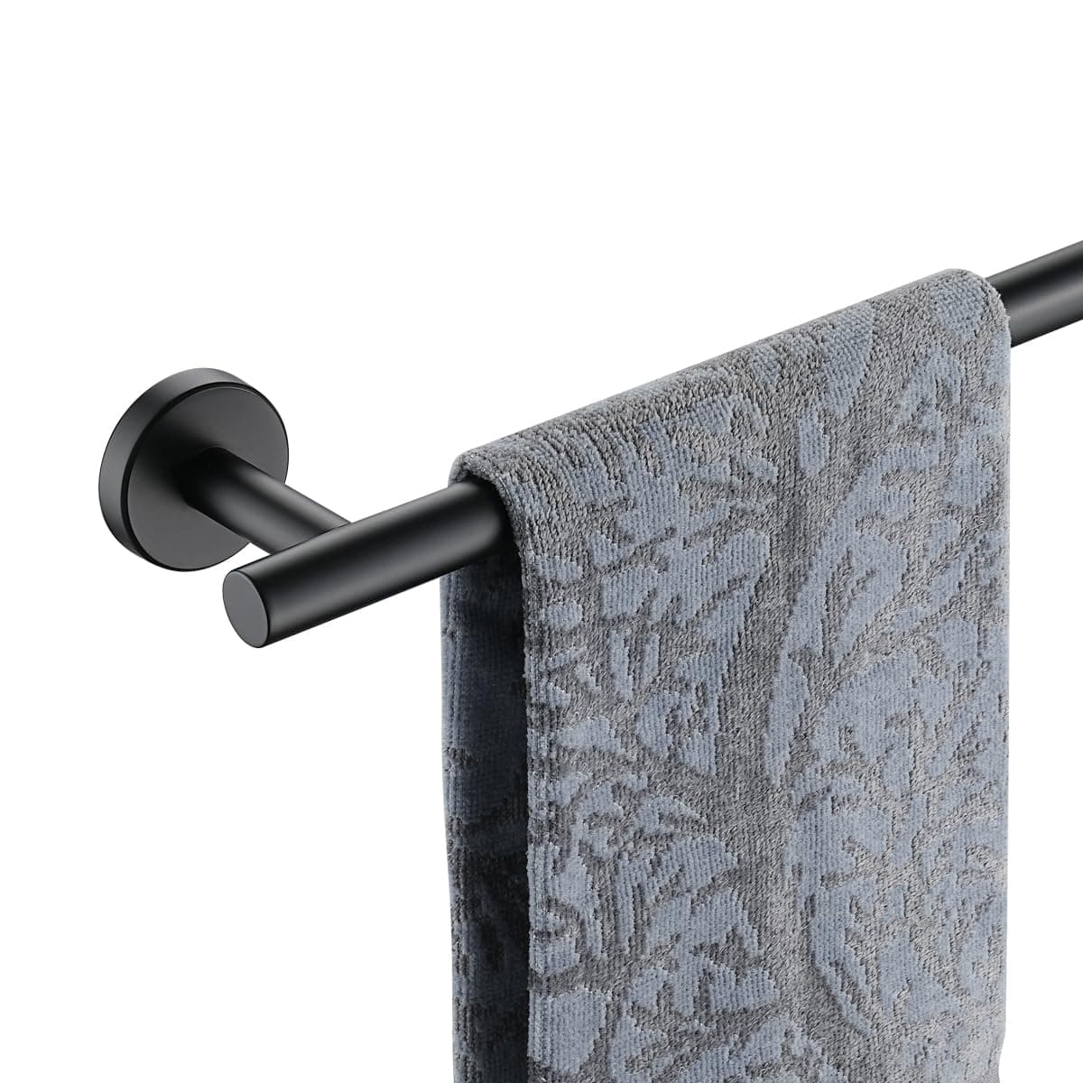 JQK Black Towel Bar 18 Inch 304 Stainless Steel Thicken 08mm Towel Rack Bathroom Towel Holder Matte Black Wall Mount Total Length 20 Inch TB110L18PB