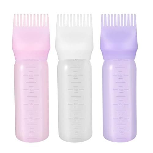 EXPRESSIONS 3pc Comb Applicator Bottle Set Refillable Reusable Hair Oil Applicator Bottles Easy Hair Oil Hair Dye Application Pro Salon Scalp Hair Care Tools for Women Men