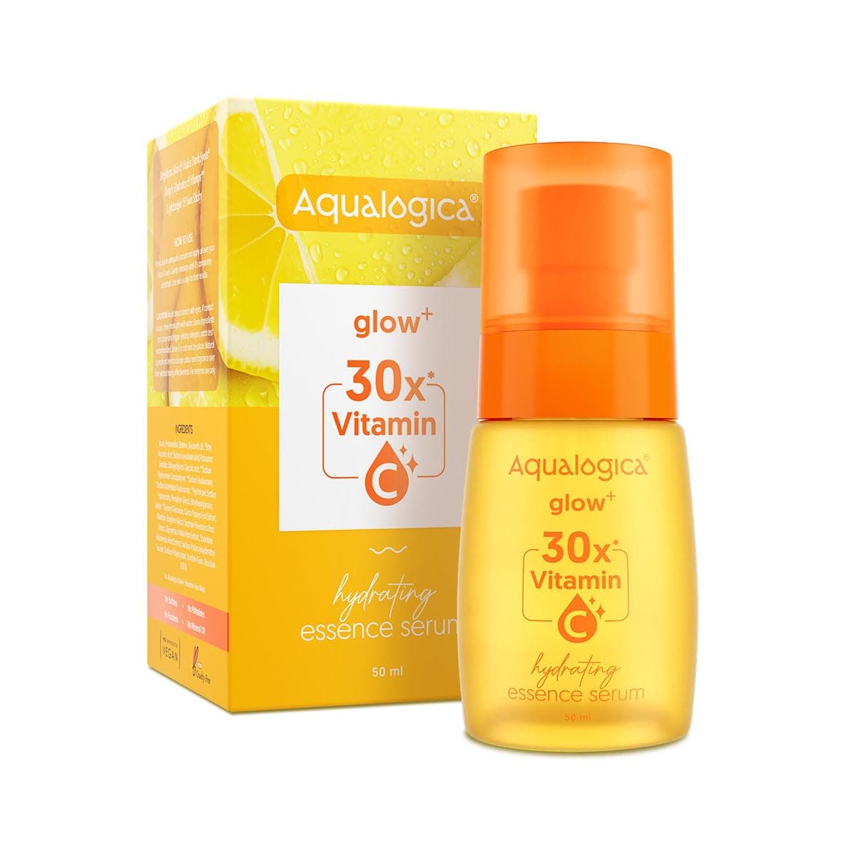 Aqualogica Glow 30X Vitamin C Hydrating Essence Serum 50ml Brightens Skin I Power of 30X Vitamin C I Lightweight Nonsticky For Men and Women