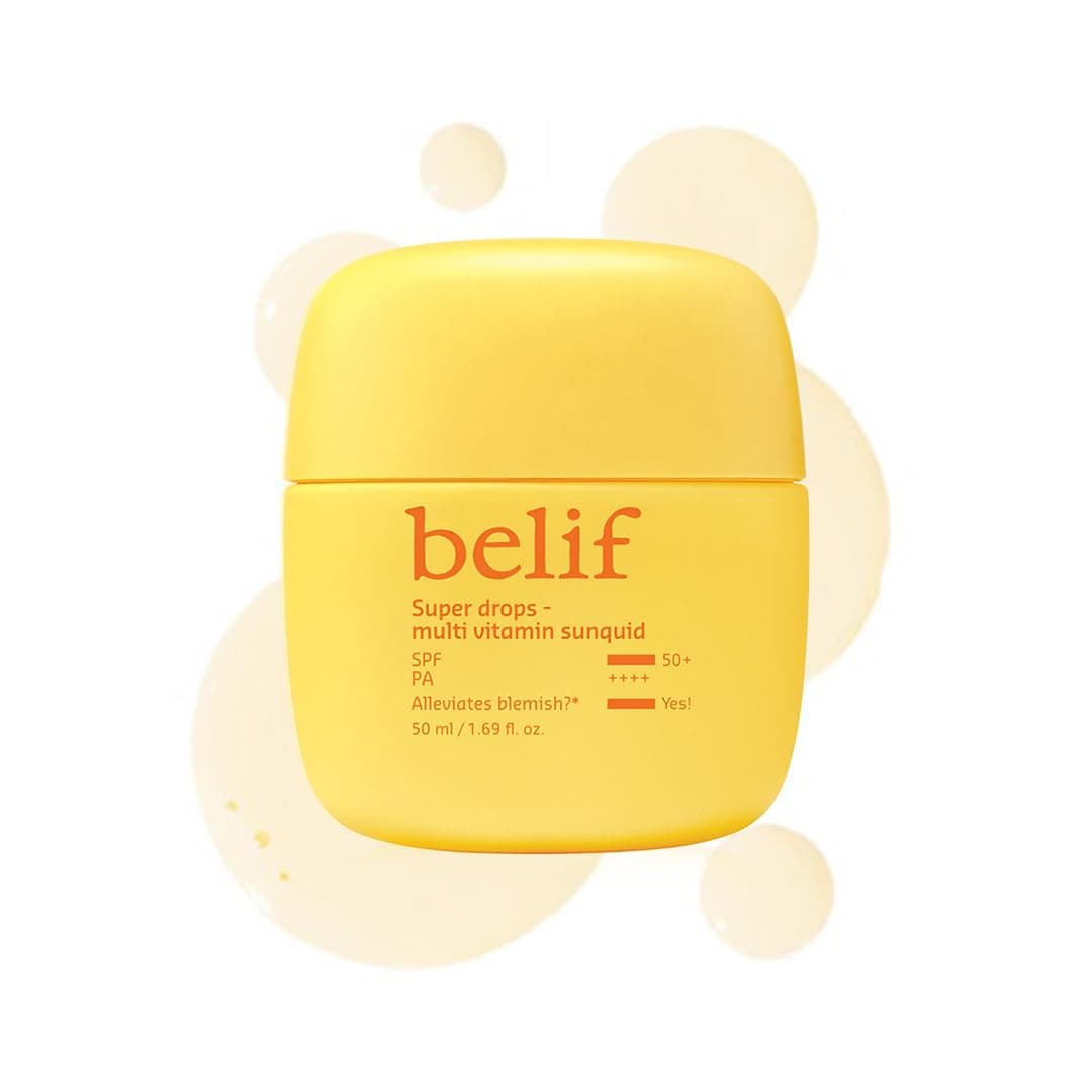 Belif Super Drops Multivitamin Sunquid SPF 50 PA Korean Sunscreen with Vitamin C Reduces Redness Dullness Dark Spots Lightweight Sunscreen with MultiVitamins 50ML