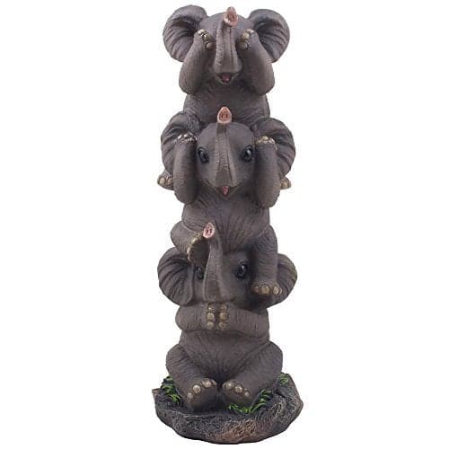 See, Hear and Speak No Evil Elephants Totem Statue for African Jungle Safari Decor or Whimsical Animal Figurines As Decorative Birthday Gifts That Bring Luck