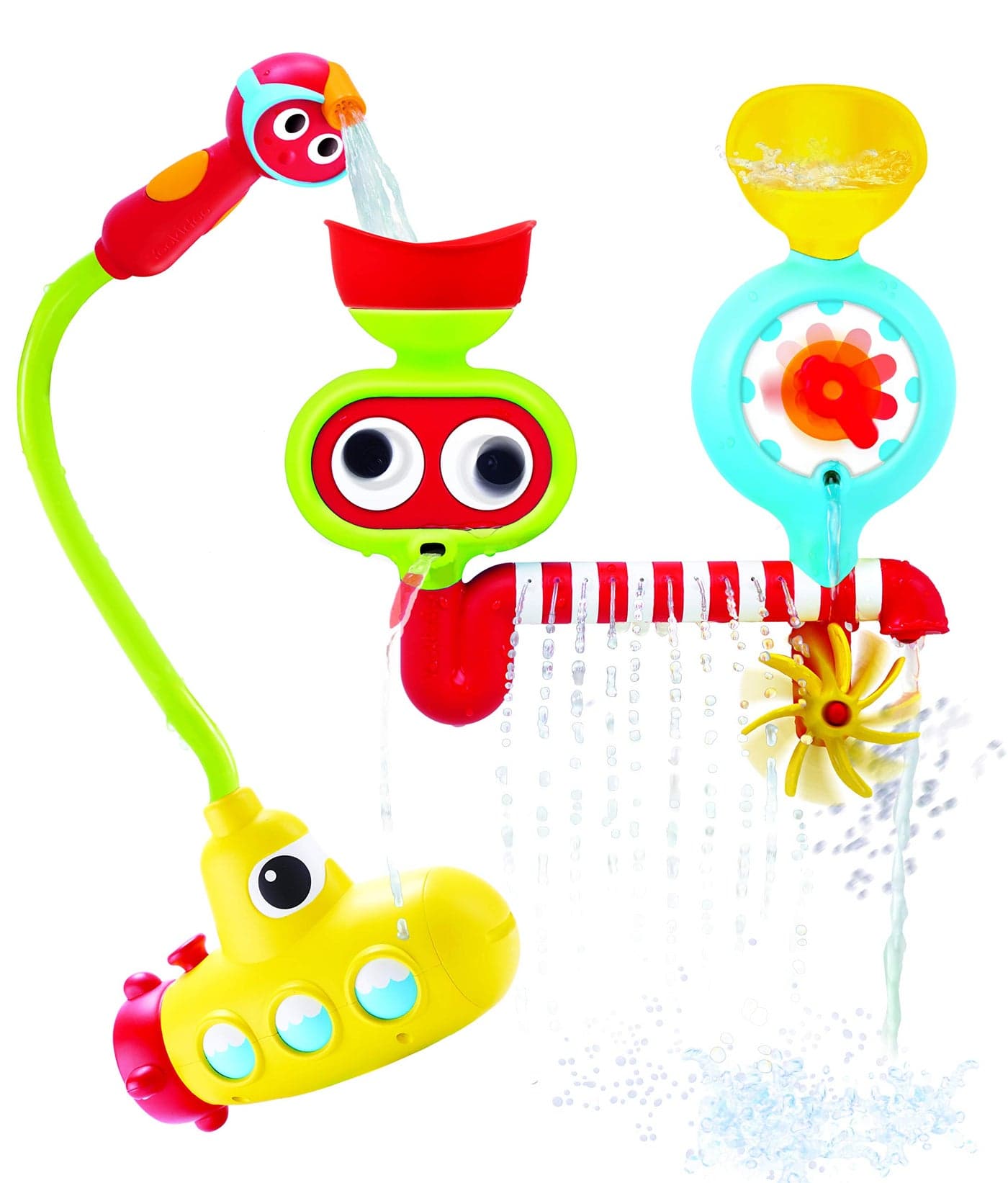 Yookidoo Submarine Spray Station Kids Bath Toy (Ages 2+) Mold-Free, Wall-Mounted, Battery-Operated Shower Head & Spin N Sprinkle Set for Fun Baby Bathtime Play with Magical Water Effects