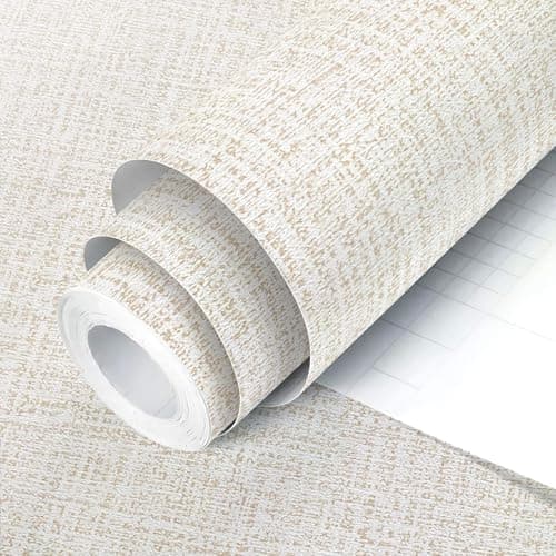 lenify Beige Grasscloth Peel and Stick Wallpaper Beige Contact Paper for Cabinets 17.7inx393.7in Textured Wall Paper Vinyl Textured Grass Cloth Wallpaper Peel and Stick Faux Linen Self Adhesive Vinyl