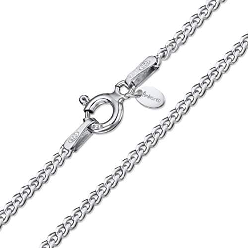 Amberta 925 Sterling Silver 1.5 mm Curb Chain Necklace Length 28" inch / 70 cm (28)