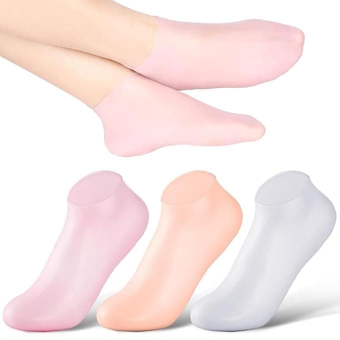 Silicone Socks For Women Moisturizing Foot Socks Soft Gel Socks Aloe Socks Women Spa Pedicure Socks 2Pair Multicolor Silicon socks 2 count 104