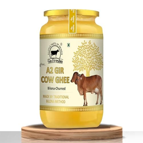 Go Fresho A2 Gir Cow Ghee | Traditional Vedic Bilona Method | Pure & Natural | Authentic Indian Ghee | 500 ml Glass Bottle | Pack of 1