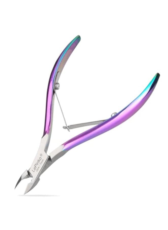 LePinko Professional Cuticle Trimmer kit Super Sharp Dead Skin Clipper Laborsaving Cuticula Remover for Fingernail Toenail Home Salon Use 7mm Jaw Rainbow Color