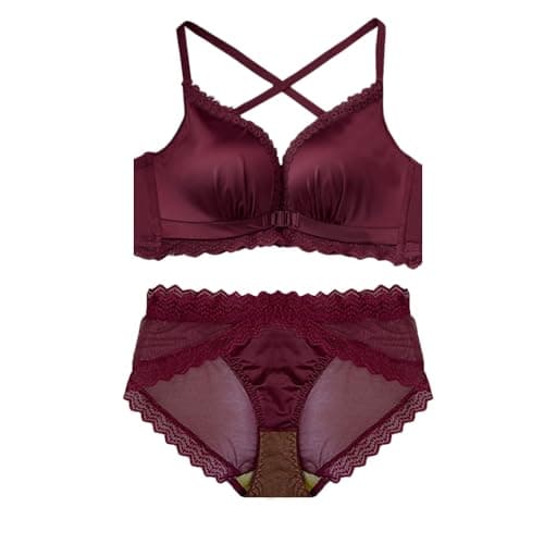 secret lives Royal Criss Cross Padded Non-Wired Bra & Panty Lingerie Set for Women Maroon