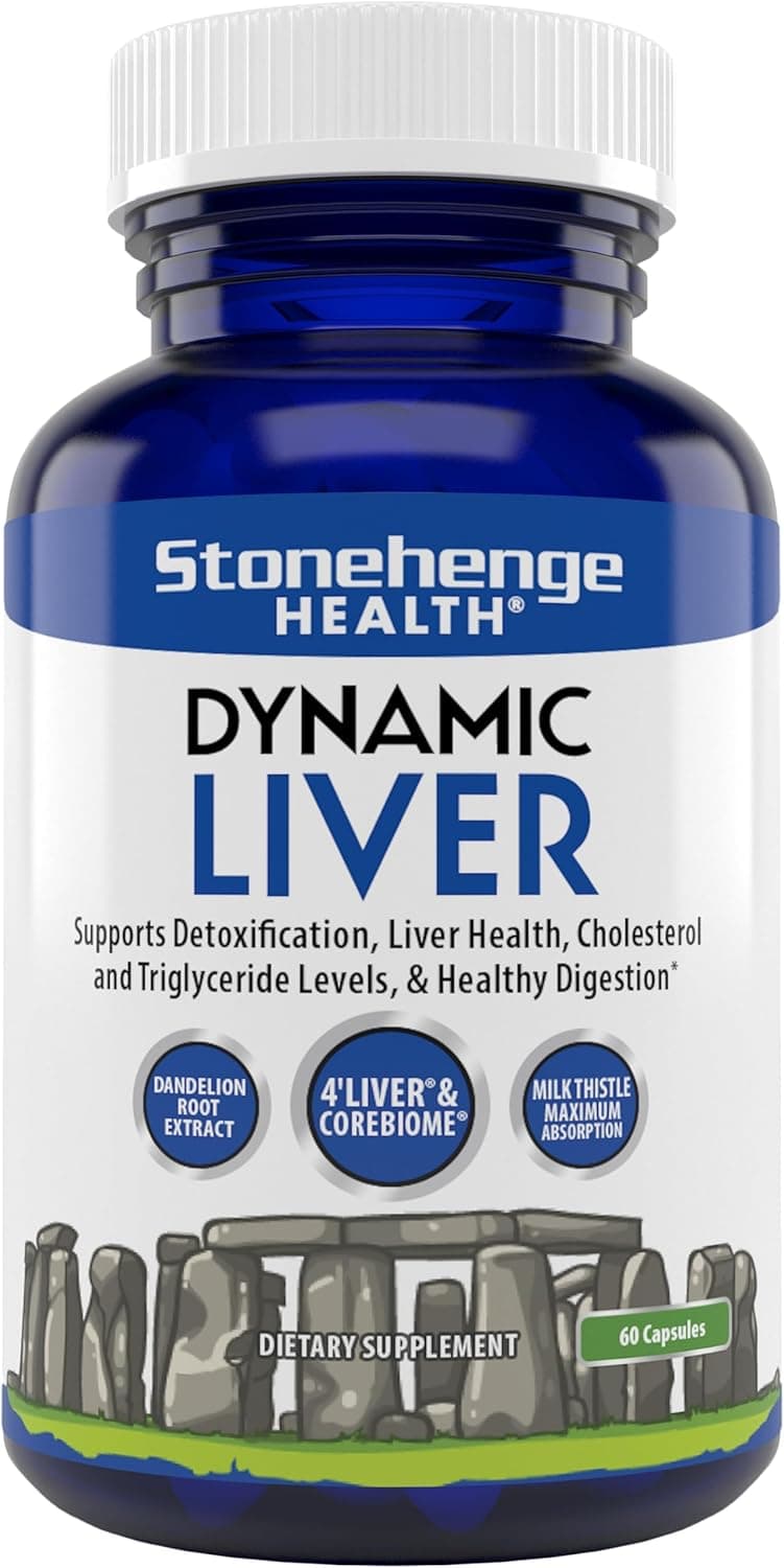 Stonehenge Health Dynamic Liver Supplement Supports Detoxification Liver Health Cholesterol and Triglyceride Levels Healthy Digestion 60 Capsules