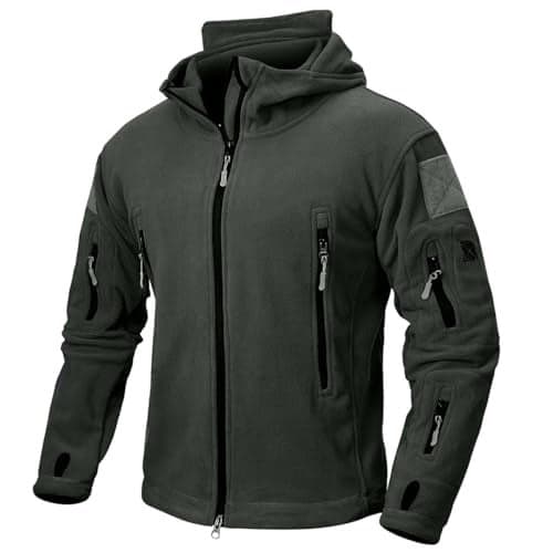NAVEKULL Mens Tactical Hoodie Fleece Jacket Winter Warm FullZip Military Army Outdoor Hiking Coat with 7 Zippockets
