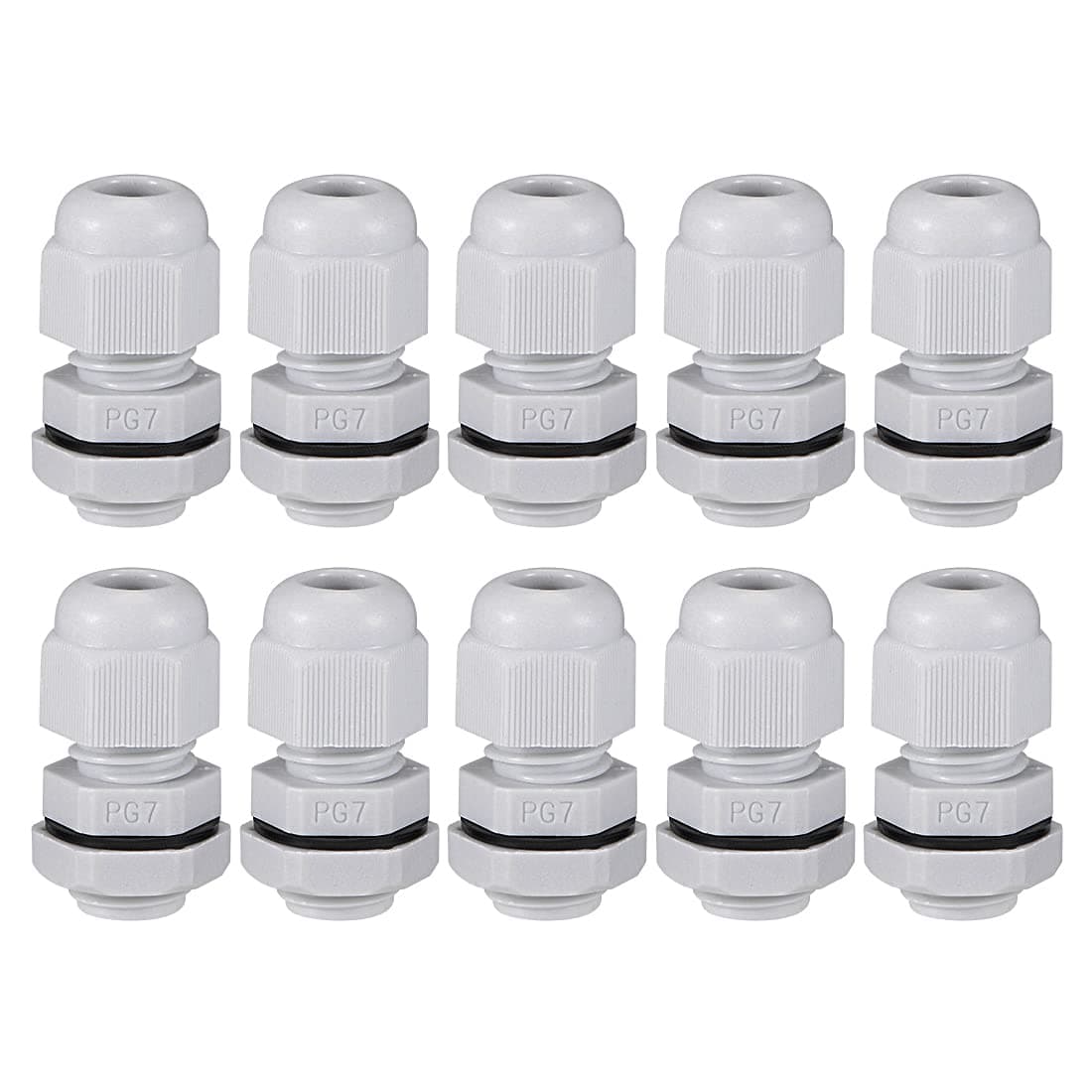 uxcell 10Pcs PG7 Cable Gland 2mm5mm Wire Hole Waterproof Nylon Joint Adjustable Locknut with Washer White