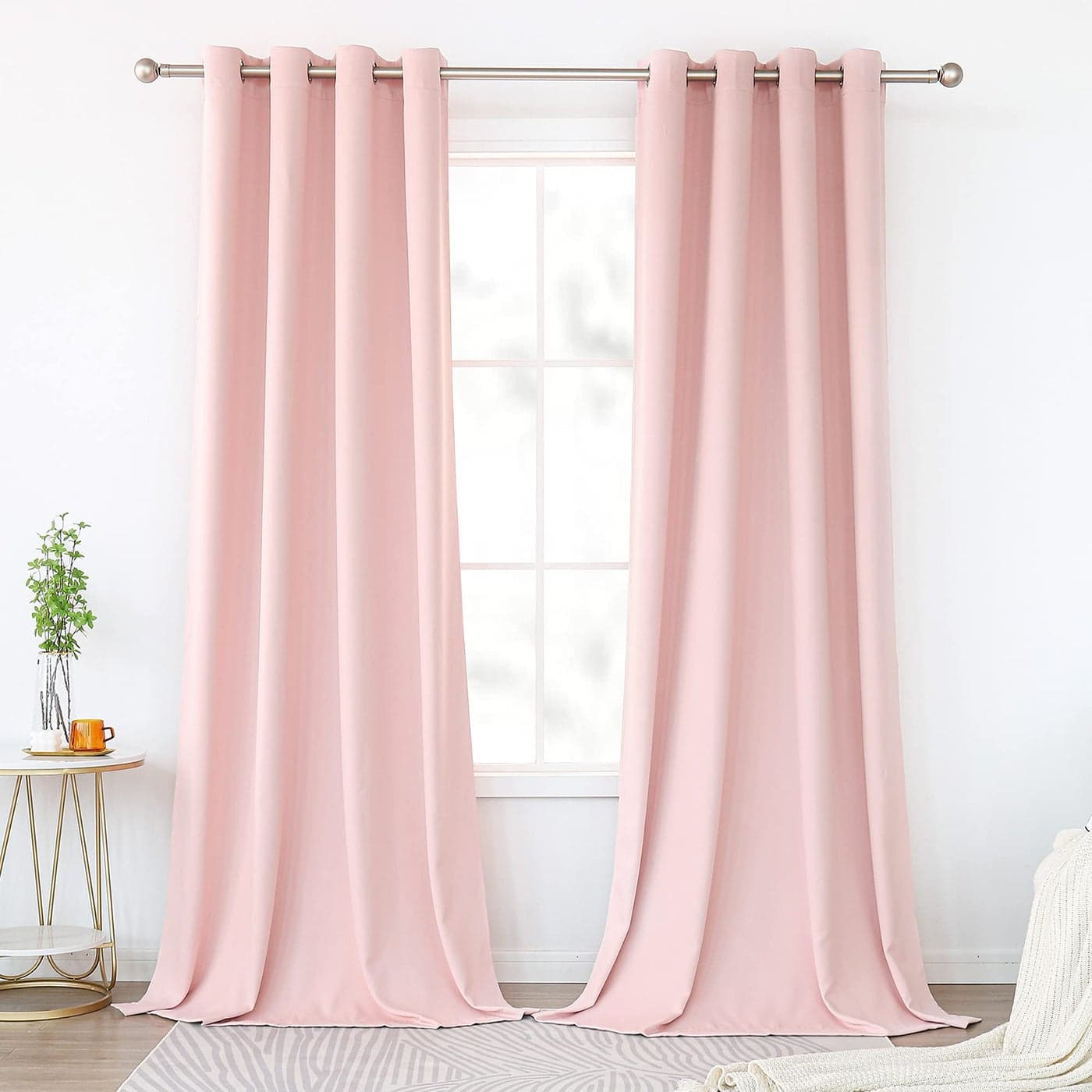 KEQIAOSUOCAI Baby Pink Living Room Curtains 108 Inches Long 2 Panels for Bedroom Grommet Room Darkening Drapes Thermal Insulated Panels Curtains for 2 Story Home Pink 52 x 108 Inch