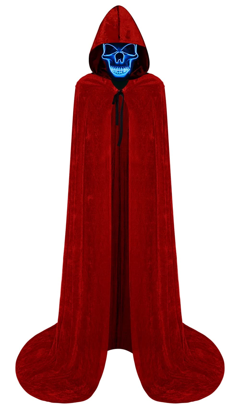 Double Couple Halloween Costumes for Adults with Scary Light up Mask Cosplay Cape Costumes Cloak with Hood for Women Men