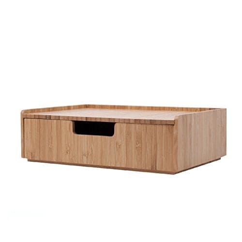 Mobilevision Bamboo Drawer, Stackable Storage Solution for office products pens, pencils, scissors, notepads, business cards and more