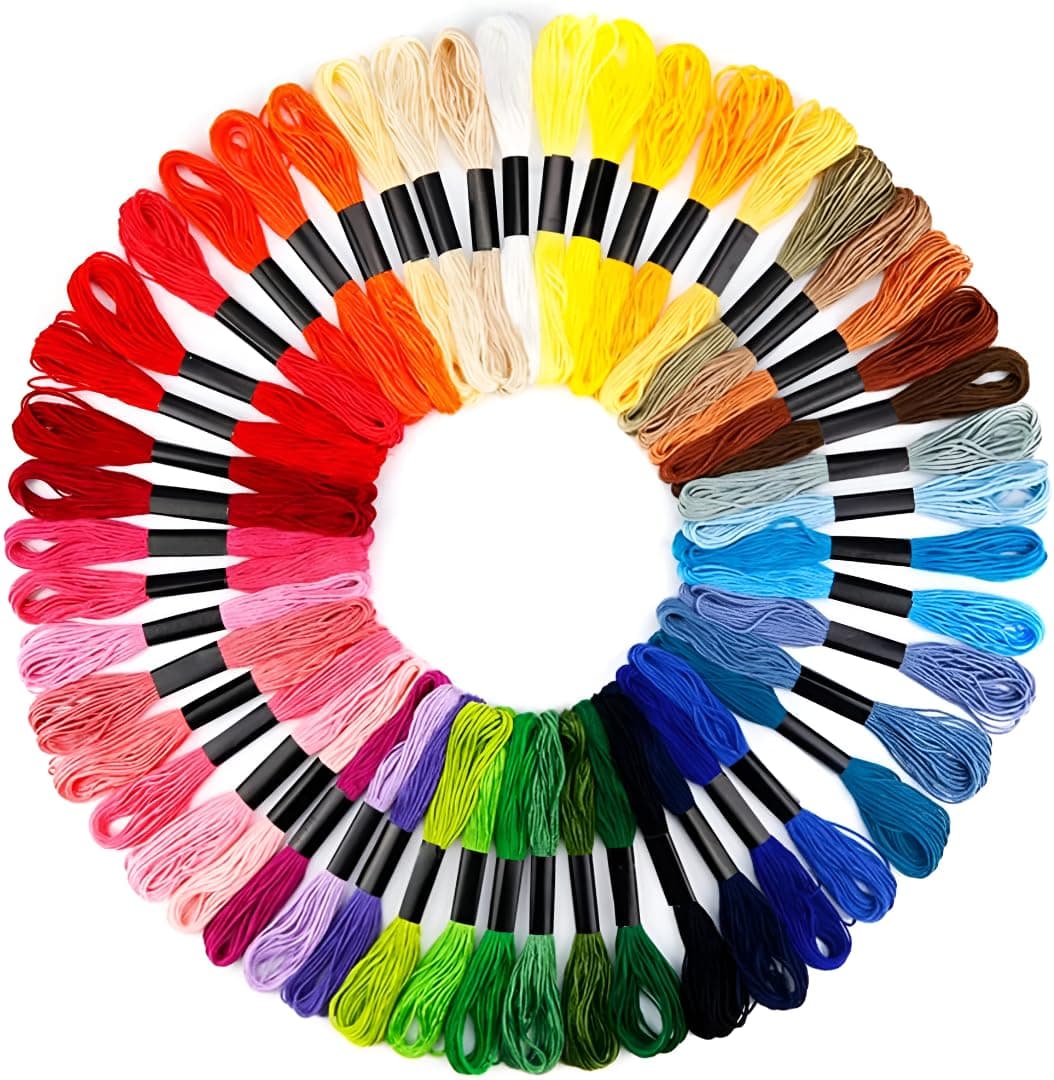 Embroidery Threads 50 Skeins Kits, Embroidery Floss Cross Stitch Threads Friendship Bracelets Thread Crafts Floss Rainbow Color with Embroidery Floss Bobbins for Knitting DIY Craft Project (Multicolor, Pack of 50)