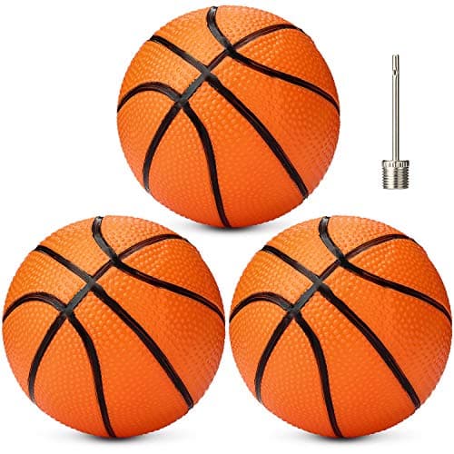 Gejoy 7 Inch Mini Basketballs Set of 3 with Ball Pump Needles Inflatable Mini Hoop Basketball Replacements Pool Party Balls Kids Adults Indoor Outdoor Sports Summer Beach Games Orange