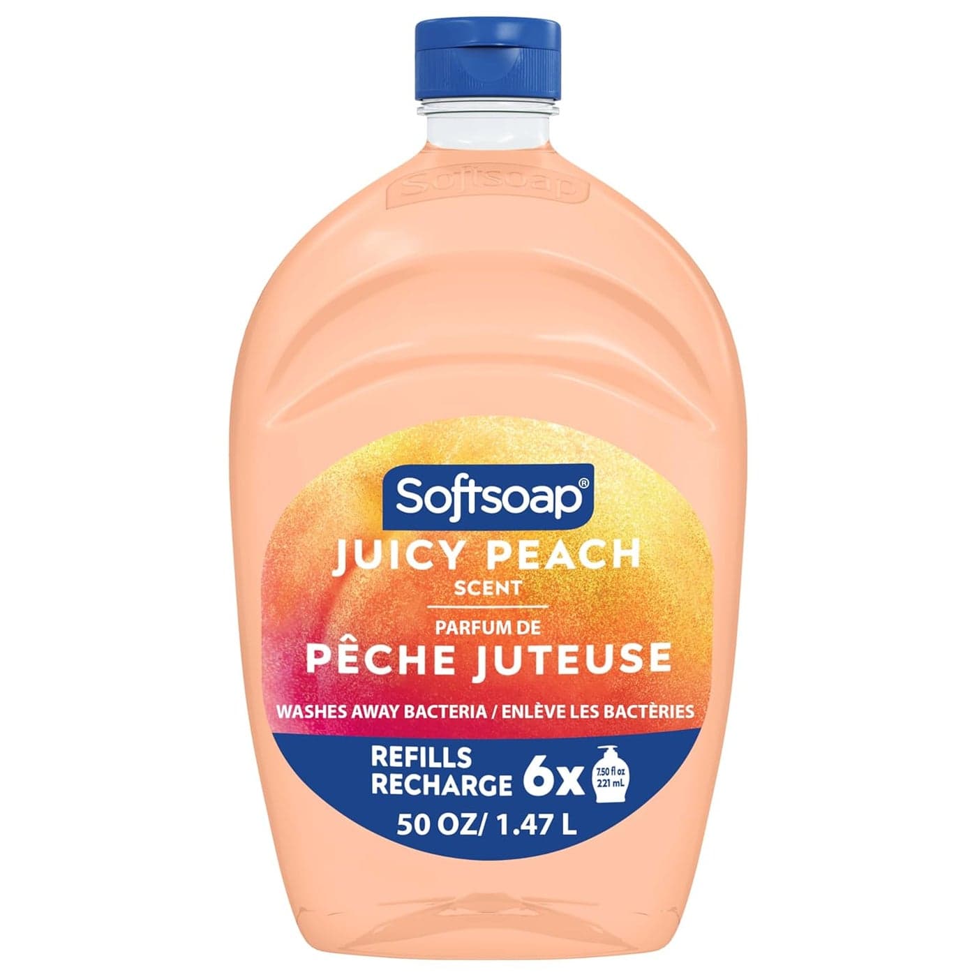 Softsoap Juicy Peach Liquid Hand Soap Kitchen and Bathroom Hand Soap Rich Fruity Scent 50 fl oz Refill Bottle