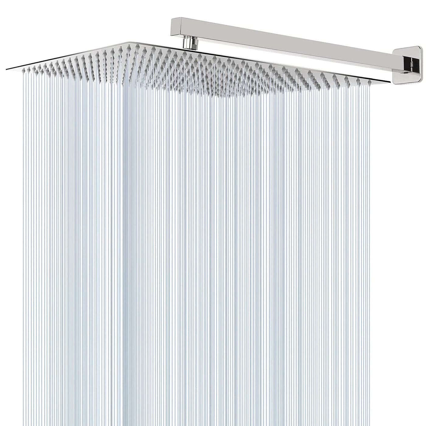 HarJue Shower Head with Extension Arm High Pressure Square with ShowerArm Stainless Steel RainfallWaterfall Full Body Coverage 16 Shower with 20 Arm Chrome