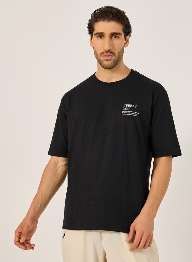 Cotton Rich Oversized Upbeat Slogan Print T-Shirt