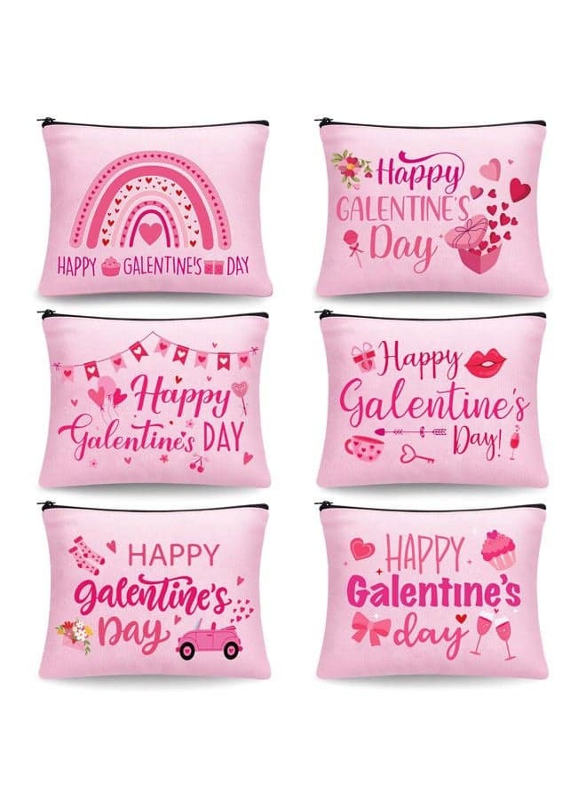 Galentine's Day Canvas Cosmetic Makeup Bags Bulk Valentine's Day Canvas Bags for Girls Gift Galentine Ladies Celebration Party Decorations Girl's Night Bachelorette Party Supplies, pink