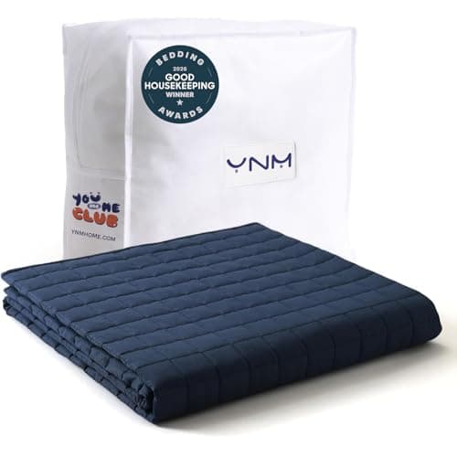 YnM 12lbs Weighted Blanket for Adults, Cotton Heavy Bed Throw Blanket for All Season Use, Ideal for One Person of 110lbs (60x80 Inches, Queen Bed,Navy)