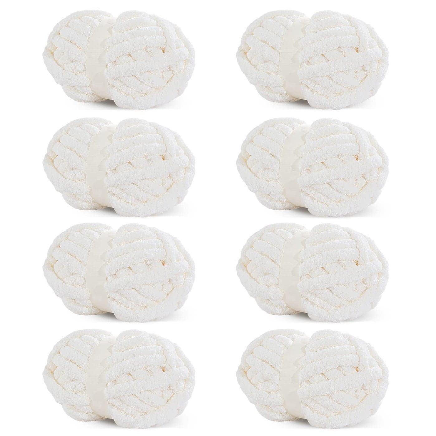 HOMBYS White Chunky Chenille Yarn for Crocheting Bulky Thick Fluffy Yarn for KnittingSuper Bulky Chunky Yarn for Hand Knitting Blanket Soft Plush Yarn 8 Jumbo Pack 27 yds8 oz Each Skein